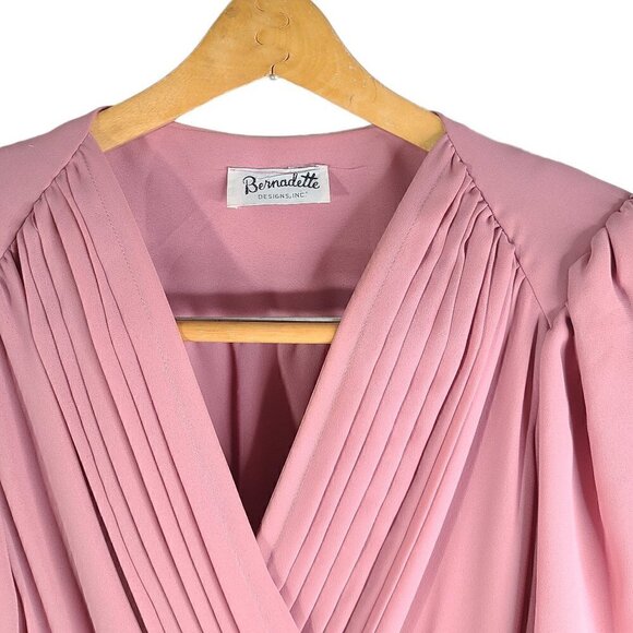 NWT 70s Bernadette Design Old Rose Mauve Pink Faux Wrap Long Prairie Gown Formal - Picture 3 of 11